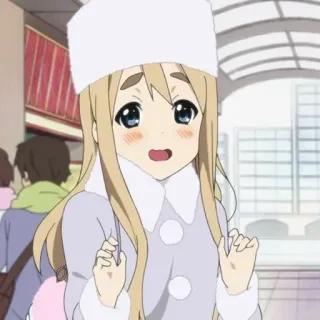 🍽 Tsumugi Kotobuki K-On! Аниме, Девушка, Зима, Шапка, Милый, Мультфильм telegram sticker
