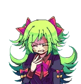 🧪 anime, girl, green hair, angry, crying, distressed telegram sticker