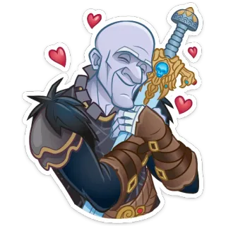 🥰 pegatina, personaje, fantasía, espada, corazones, amor, sonriendo, armadura telegram sticker