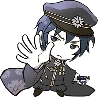 ✋ anime, character, chibi, sword, officer, military telegram sticker