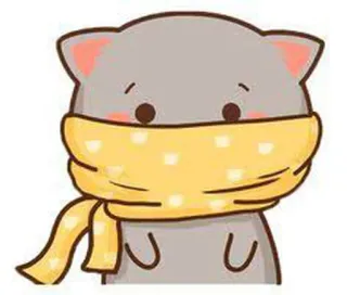 😷 cat, animal, scarf, cute, kawaii, cartoon whatsapp sticker