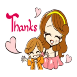 ☺️ Thanks спасибо, благодарный, мультик, сердечки, любовь, милый, семья telegram sticker