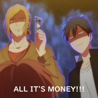 💵 ALL IT'S MONEY!!! money, anime, cartoon, funny telegram sticker