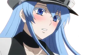 😏 Esdeath Akame ga Kill! Anime, Vrouwelijk, Schattig, Blozen, Uniform, Personage telegram sticker