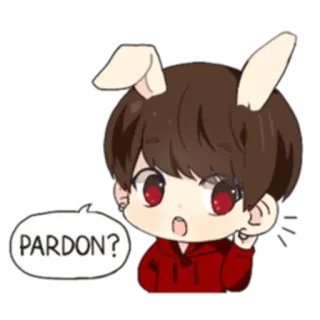 👂 PARDON? conejo, lindo, pregunta, dibujos animados, niño telegram sticker