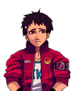 😅 IKO Anime, Pixel Art, Giacca, Ragazzo telegram sticker