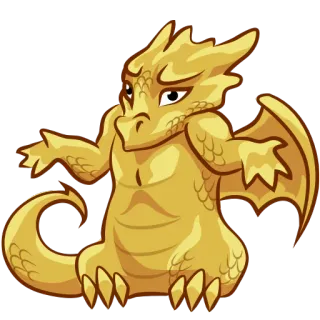 😕 drago, oro, cartone animato, ali, creatura mitologica whatsapp sticker
