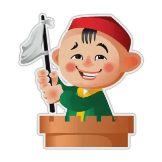 🏳 소년, 흰 깃발, 만화, 모자, 행복, 평화 whatsapp sticker