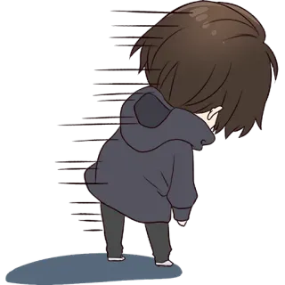 😑 Anime, Chibi, Triste, Caminando, Dibujos animados telegram sticker