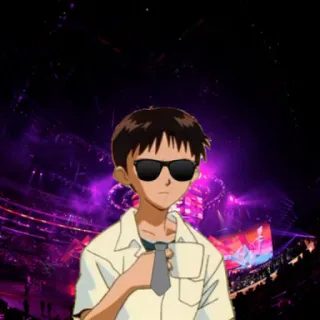 😐 Shinji Ikari Neon Genesis Evangelion アニメ, 碇シンジ, エヴァンゲリオン, キャラクター, サングラス, かっこいい telegram sticker