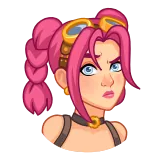 🤨 kobieta, różowe włosy, gogle, portret, zła telegram sticker