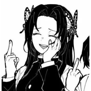 🖕 Fille anime, Doigt d'honneur, Geste offensant, Noir et blanc telegram sticker