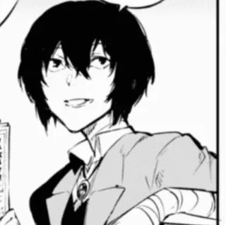 🌟 Osamu Dazai Bungou Stray Dogs 动漫, 漫画, 角色, 太宰治, 文豪野犬, 肖像, 单色 telegram sticker