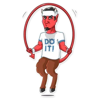 🏋 DO IT! diabo, demônio, arco, desenho animado, motivação, academia, exercício telegram sticker