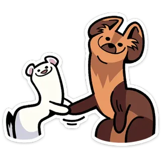 ⭐ sticker, animal, cartoon, weasel, friendship, cute telegram sticker