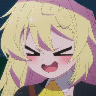 😅 Anime, Cartone animato, Personaggio, Carino, Espressione, Capelli biondi, Animazione telegram sticker