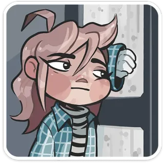 😩 ragazza, cartone animato, illustrazione, triste, annoiato, broncio, personaggio telegram sticker