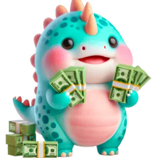 🤑 ไดโนเสาร์, เงิน, น่ารัก, การ์ตูน, ความมั่งคั่ง, การเงิน whatsapp sticker