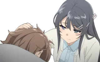 🤗 Mai Sakurajima Rascal Does Not Dream of Bunny Girl Senpai Anime, Bunny Girl Senpai, Mai Sakurajima, Personaggio, Abbraccio, Affetto telegram sticker