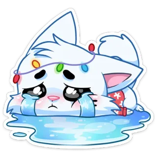 😭 gato, chorando, triste, adesivo, desenho animado, festivo, Natal telegram sticker