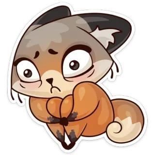 😨 renard, mignon, autocollant, animal, dessin animé, mammifère telegram sticker