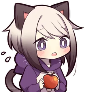 🍎 Anime, Sticker, Dessin animé, Chibi, Kawaii, Mignon, Fille chat whatsapp sticker