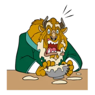 🍛 Beast Beauty and the Beast การ์ตูน, อสูร, ดิสนีย์, อนิเมชั่น, กิน, อาหาร telegram sticker