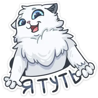 😌 Ятуть cat, animal, russian, white, cute, sticker telegram sticker