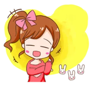 😲 menina, desenho animado, sorriso, coelhos, fofo whatsapp sticker