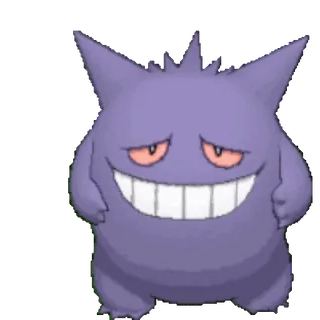 😁 Gengar Pokemon ผี, โปเกมอน, สีม่วง, สัตว์ประหลาด, ยิ้ม telegram sticker