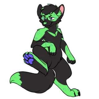 🐾 furry, anthro, feline, cat, green, black, spotted, cute, cartoon telegram sticker