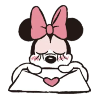💌 Minnie Mouse Minnie, Disney, dessin animé, nœud rose, cœur, enveloppe, mignon, personnage telegram sticker