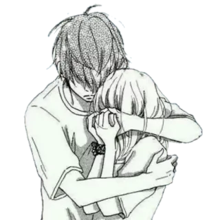 ❤ Anime, Coppia, Triste, Abbraccio, Amore, Romance telegram sticker