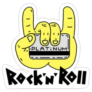 🤟 Rock'N'Roll PLATINUM Rock and roll, Música, Platina, Cartão de crédito, Gesto de mão, Adesivo whatsapp sticker