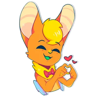 ❤️ dibujos animados, animal, lindo, amor, corazón, sticker, naranja, personaje telegram sticker