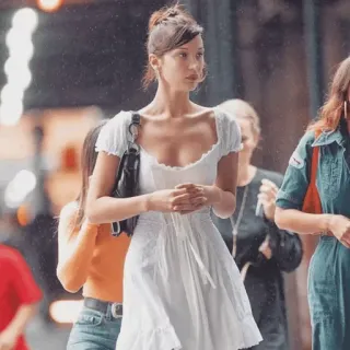 🎠 Bella Hadid Modelka, Sukienka, Street style, Moda, Gwiazda, Kobieta telegram sticker