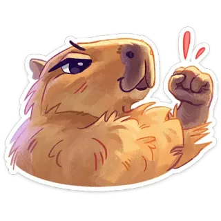 ✊ капибара, животное, грызун, милый, мультик, талисман, сильный, сила telegram sticker