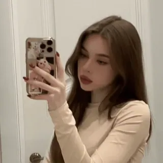 🧺 a 19 a'igi @wallgif girl, selfie, mirror selfie, brunette, aesthetic, portrait, influencer telegram sticker