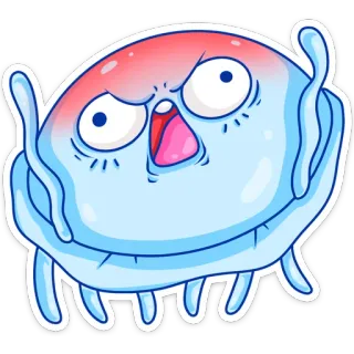 😡 medusa, dibujo animado, lindo, gracioso, pegatina, criatura marina, océano, agua, animal whatsapp sticker