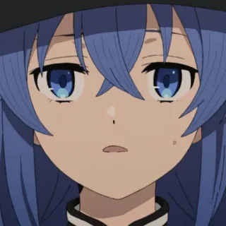 😧 anime, blauw haar, uitdrukkingsloos, meisje telegram sticker