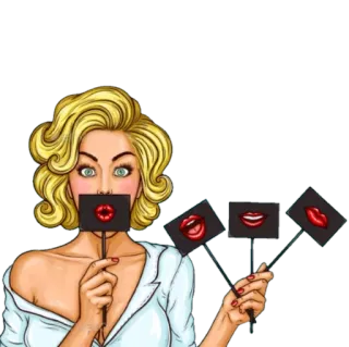 👄 woman, lips, blonde, lipstick, beauty, pop art telegram sticker