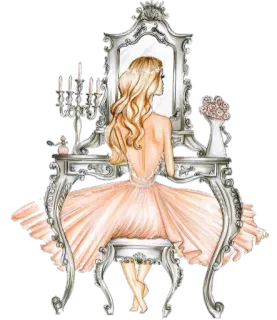 💄 femme, robe, miroir, mode, style, maquillage, beauté telegram sticker
