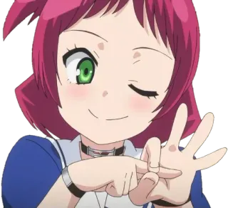 🤭 动漫, 角色, 女孩, 手势, 顽皮, 眨眼 telegram sticker