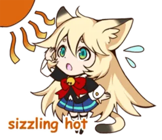 😥 sizzling hot anime, gatto, hot, bollente, sudore telegram sticker