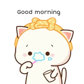 💈 Good morning Katze, Morgen, Gut, Zahnbürste, Süß, Tier telegram sticker