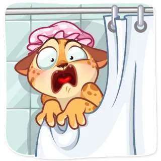 😱 binatang, kartun, mandi, takut, ketakutan, kamar mandi telegram sticker