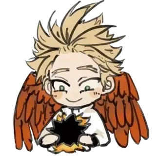 🙂 Hawks My Hero Academia anime, wings, hero, feather, cute whatsapp sticker