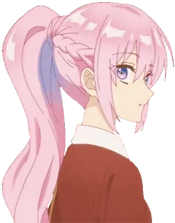 π§ anime, girl, pink hair, ponytail, character telegram sticker