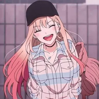😄 Anime, Ragazza, sorridente, Cartone animato, Personaggio telegram sticker