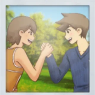 🤝 เพื่อน, การ์ตูน, ยิ้ม, ภาพเหมือน, คู่รัก telegram sticker